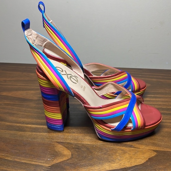 EXE MULTICOLORED PLATFORM HEELED SANDALS OPHELIA-832 - Picture 3 of 11